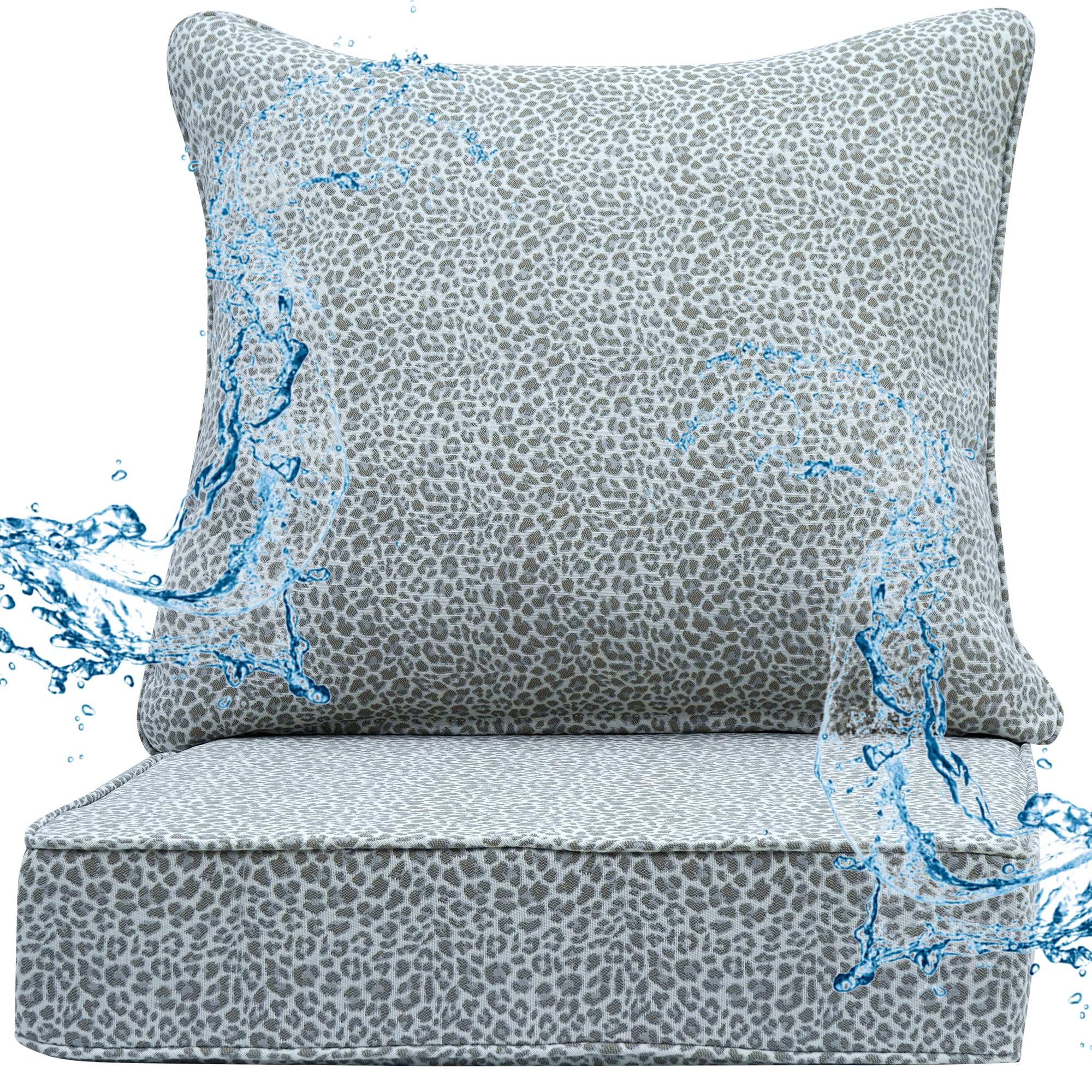 AONETOZ Deep Seat Patio Cushions Set 24 x 24 Inch,Olefin Fabric Outdoor Seat Cushion,Patio Furniture Cushions with Removable Cover,Rain-Proof and Fade