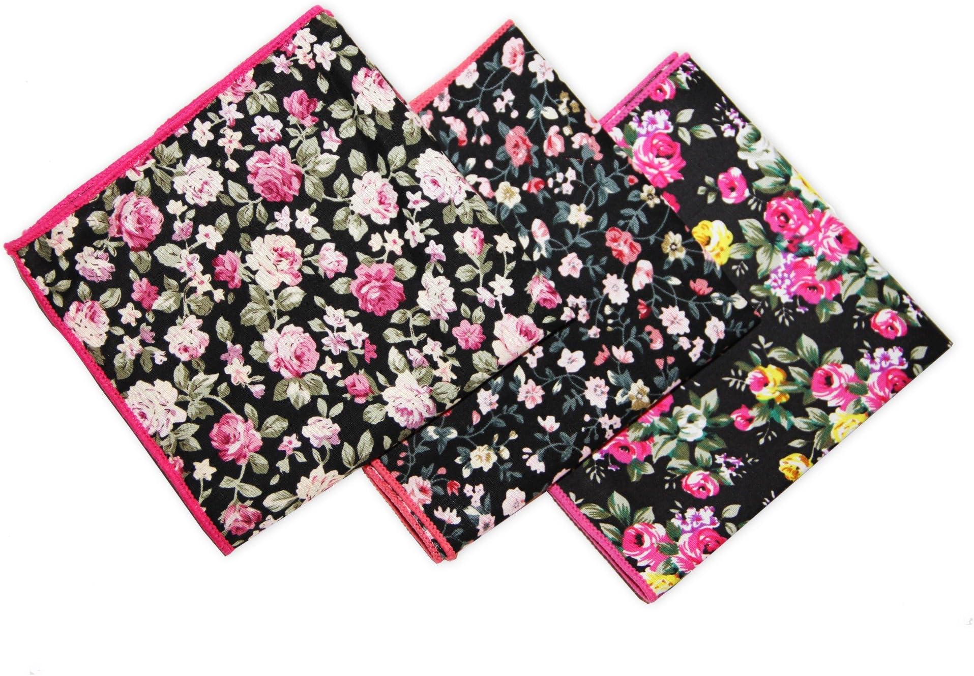Sunvan Men Cotton Hankie Pocket Square for Blazer Wedding Party Prom (Pack Of 3)
