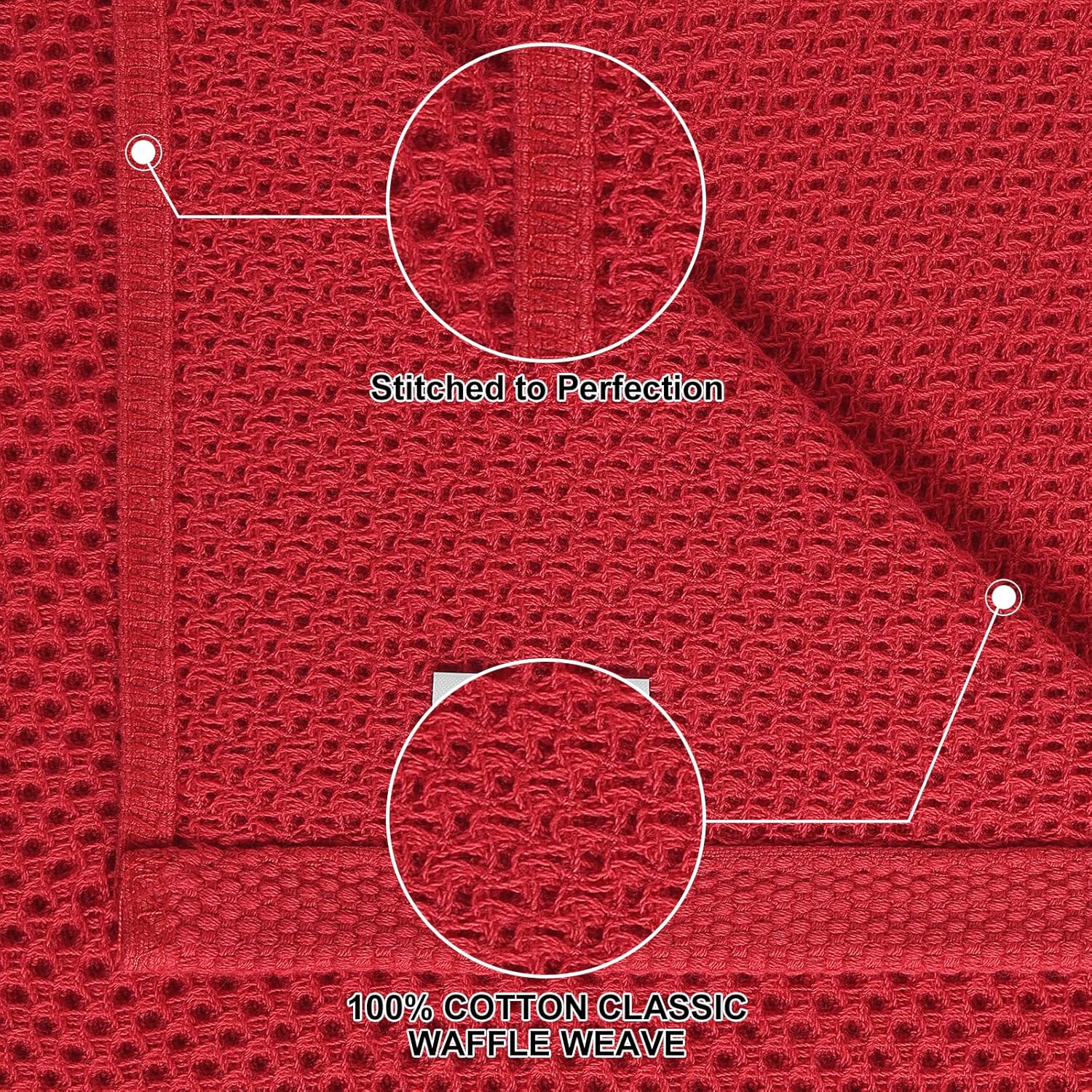 Homaxy 100% Cotton Kitchen Towels and Dishcloths Set, 12 x 12 Inches and 13 x 28 Inches, Set of 8 Bulk Kitchen Towels Set, Ultra Soft Absorbent Dish Cloths for Washing Dishes, Red - Image 2