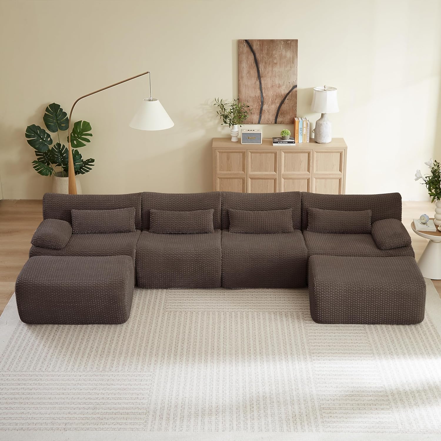 79" Deep Seat Cloud Loveseat Sofa, No-Assembly Modular Corduroy Couch in a Box, 2-Seater Boneless Love Seat with Extra-Wide Armrests & Supportive Pillows for Small Apartments | 26.8" Wider Seat, 12.6" Wider Armrest, Pillow-top Armrest, 24" Deep Seat, No Assembly Required