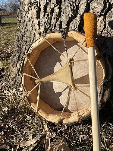 Miniatura 4 de Estilo nativo americano, piel de ciervo marco tambor 10