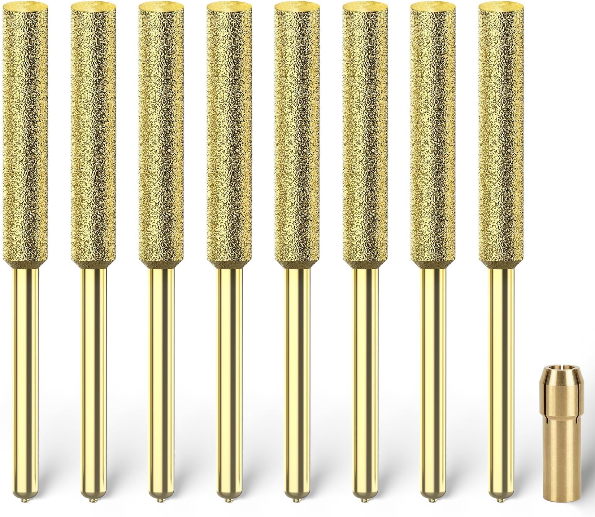 EzzDoo Bits Titanium Plated Diamond Sharpening Wheels - High Hardness 3/16 chainsaw files for Electric Chainsaw Sharpener. 8 pcs. (3/16'', 4.8mm)