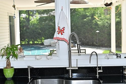 Miniatura 4 de Home-X Juego de 4 clips de metal para colgar toallas, organizador de cocina con lazo y gancho, ganchos multiusos para baño y cocina, soporte para