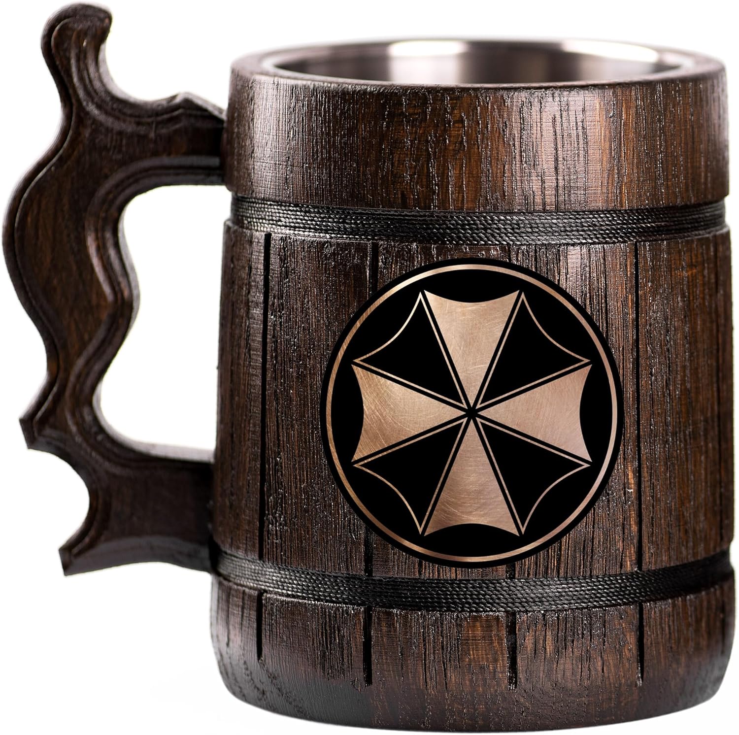 Umbrella Corporation Beer Mug, 22 oz, Gamer Engraved Beer Stein Gift, Handmade Wooden Tankard, Groomsman Gift