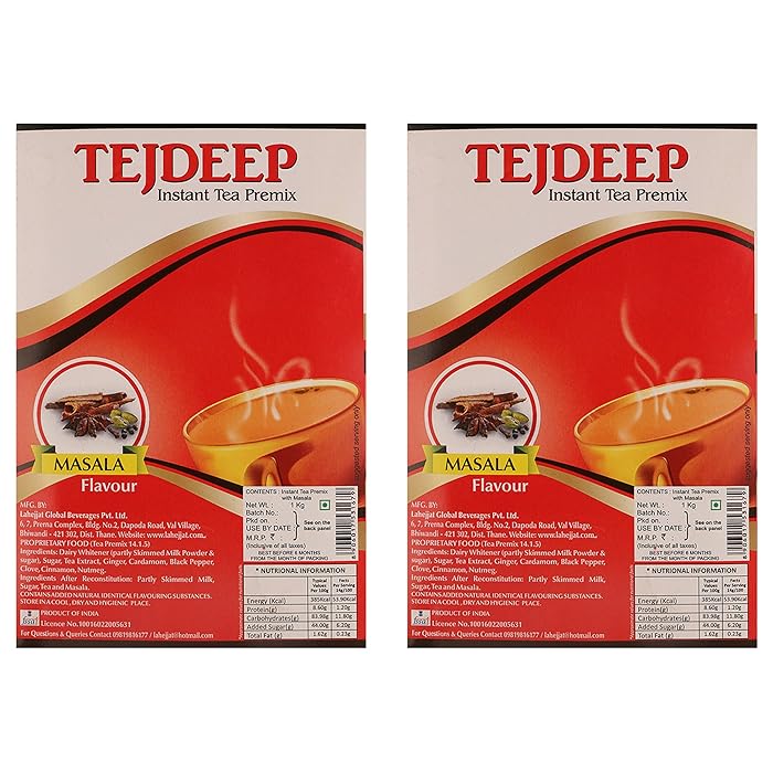 Buy Masala Flavour Instant Tea Premix 1 kg x 2 by Tejdeep Masala Tea