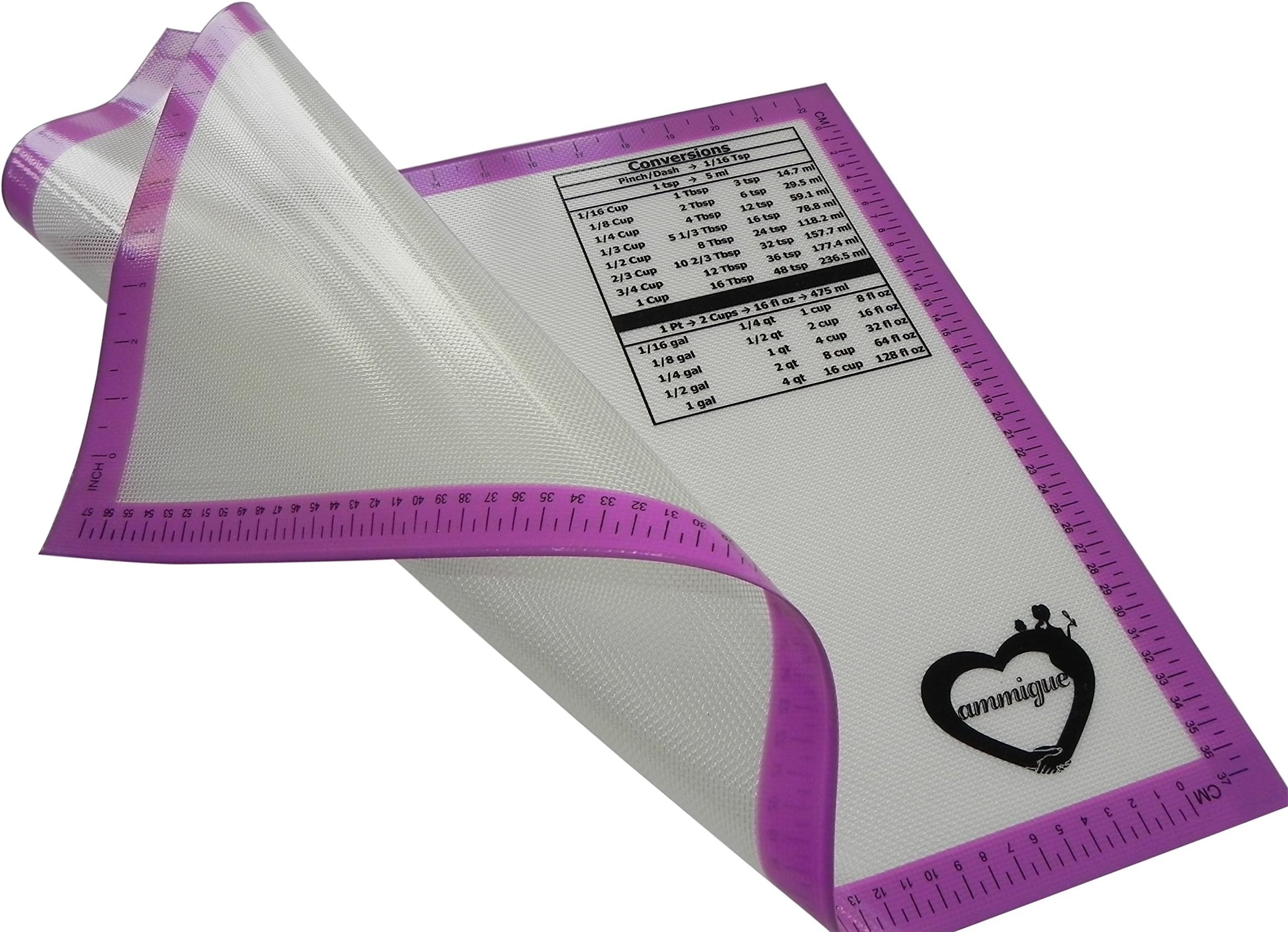 Ammigue Premium Baking kneading Non Stick Silicone Large Mat with Measurements Conversions or Utility silicone Mat