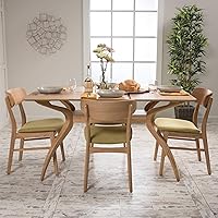 Vista 2 de Christopher Knight Home Lucious - Juego de comedor rectangular de patas curvas, juego de 5 piezas, roble natural / té verde