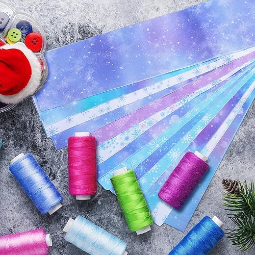 Miniatura 3 de 150 unidades de 2.56 pulgadas, rollo de tela de Navidad de invierno, copos de nieve, muñeco de nieve, rollo de tela de retazos, tiras de acolchado,