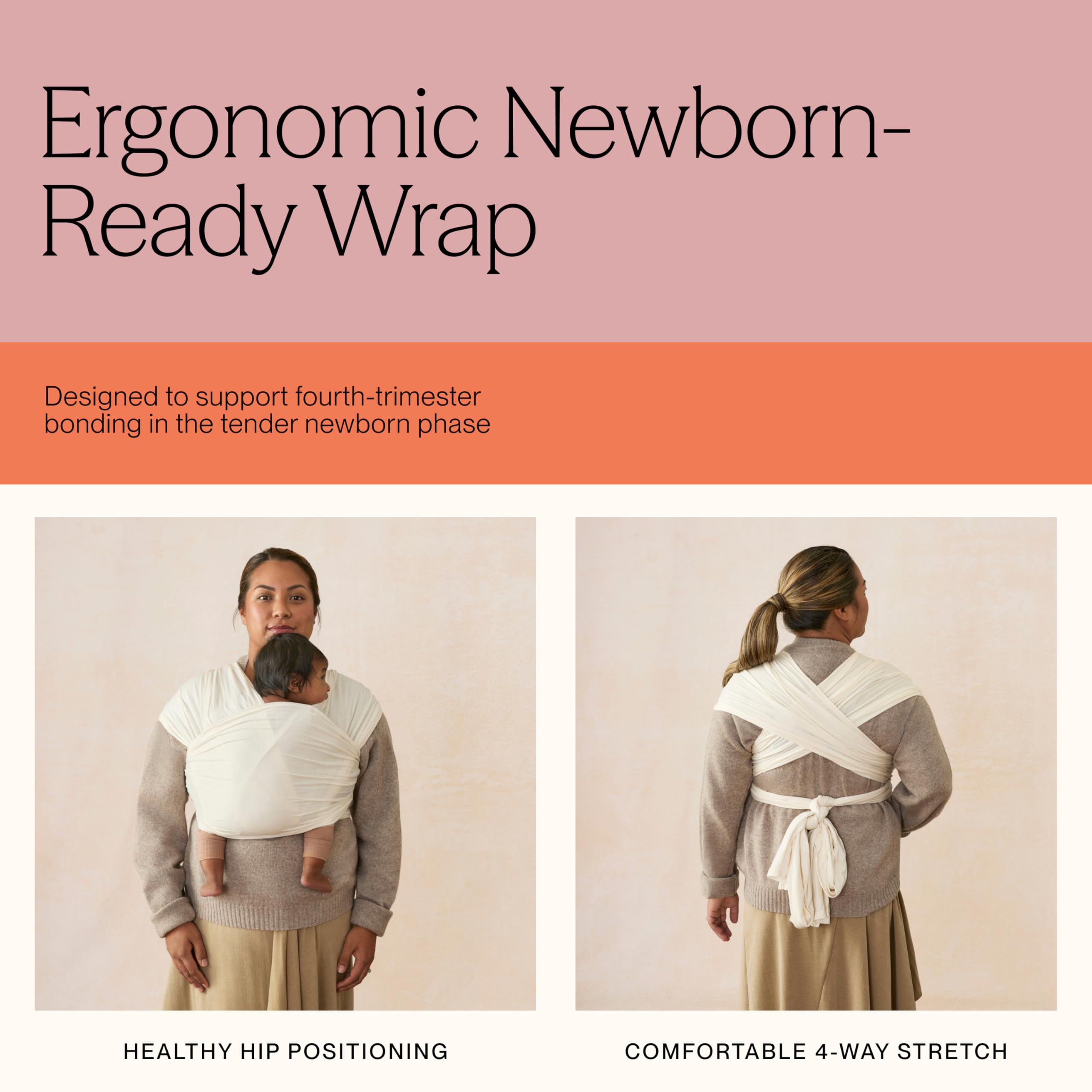 Ergobaby Fascia Neonato Porta Bebe per 0 Mesi Neonati a 11kg, Estiva Traspirante Ergonomica Elastica, Sustainable Knit, Strisce Grigie (Grey Stripes)