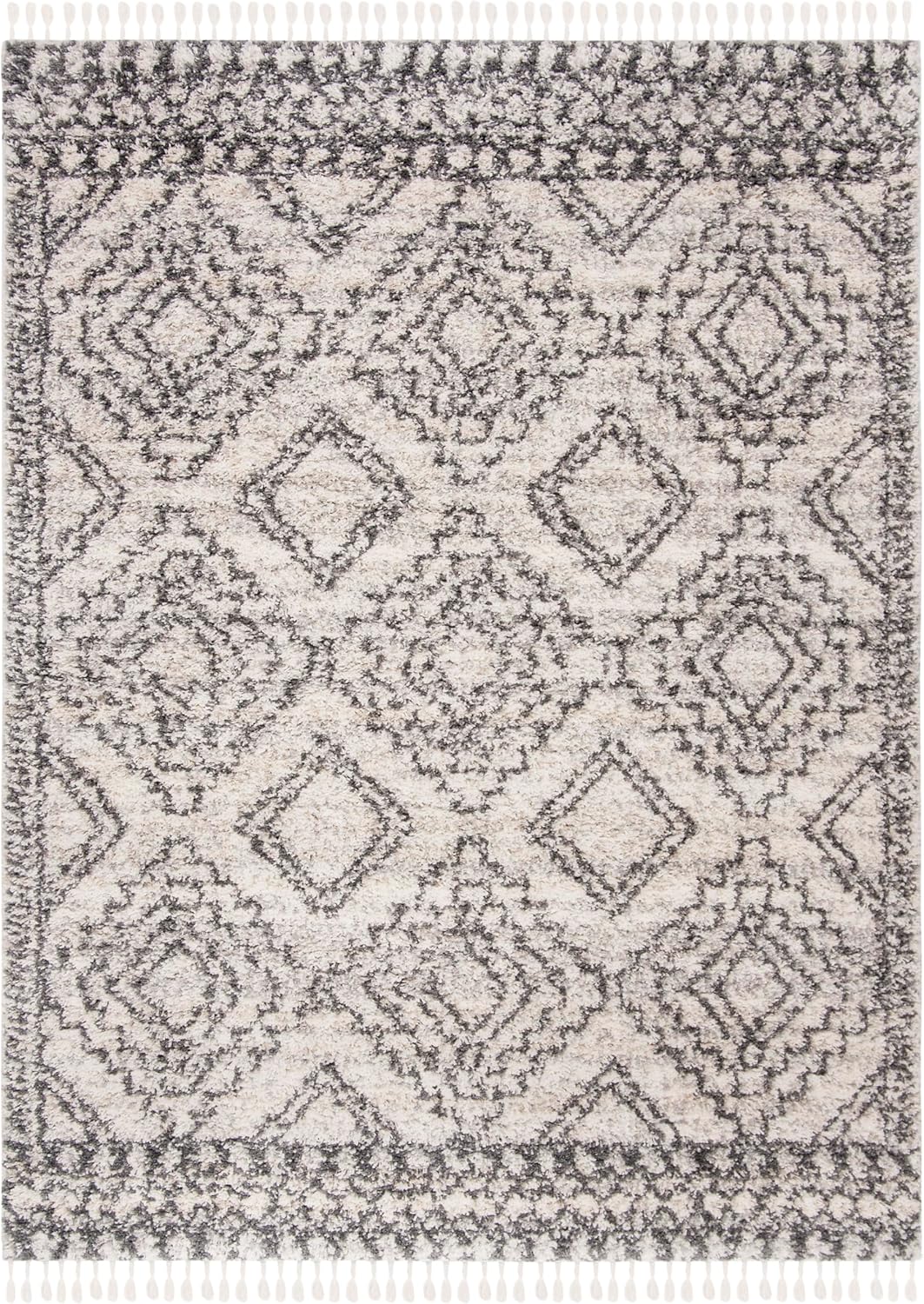 SAFAVIEH Montreal Shag Collection 4' x 6' Navy/Ivory SGML937N Trellis Non-Shedding Living Room Bedroom Dining Room Entryway Plush 2-inch Thick Area Rug