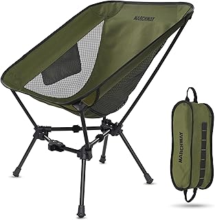 MARCHWAY Lightweight Folding Camping Chair, Portable Foldable Compact for Outdoor Camp, Travel, Beach, Picnic, Festival, Hiking, Backpacking, Supports 330Lbs (Green)
