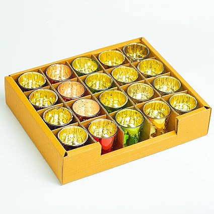 AuraDecor Mercury Votive Glass Tealight Candle Holders || Home D cor for Living Room Office Table Centerpiece Lighting Decoration ( , )