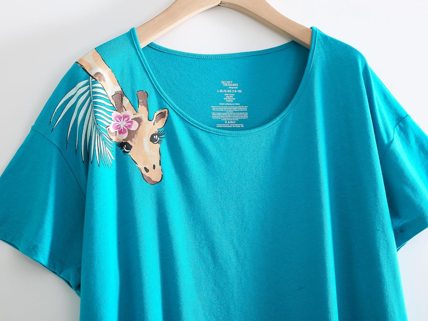 PNAEONG Women's Cotton Nightgown Sleepwear Short Sleeves Shirt Casual Print Sleepdress - Image 2