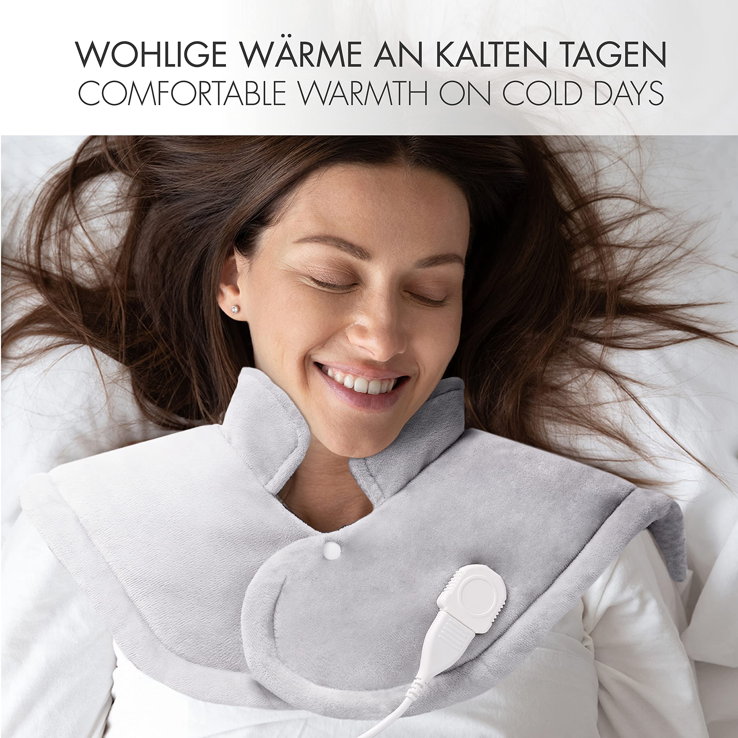 Promed Heizkissen für Rücken und Nacken mit Abschaltautomatik, Schulterheizkissen & Rückenwärmer NRP-2.0, Wärmekissen Rücken 52 x 56 cm, waschbarer Wärme Poncho