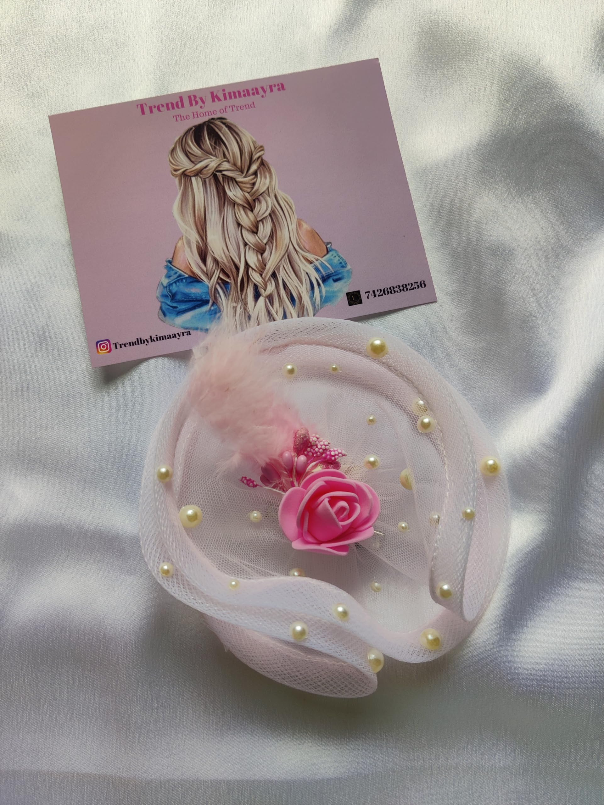 Hair Fascinator Alligator clip for Women and Girls, Gift for her, Gift for women (Pink Hat with Feathers)-picture-14