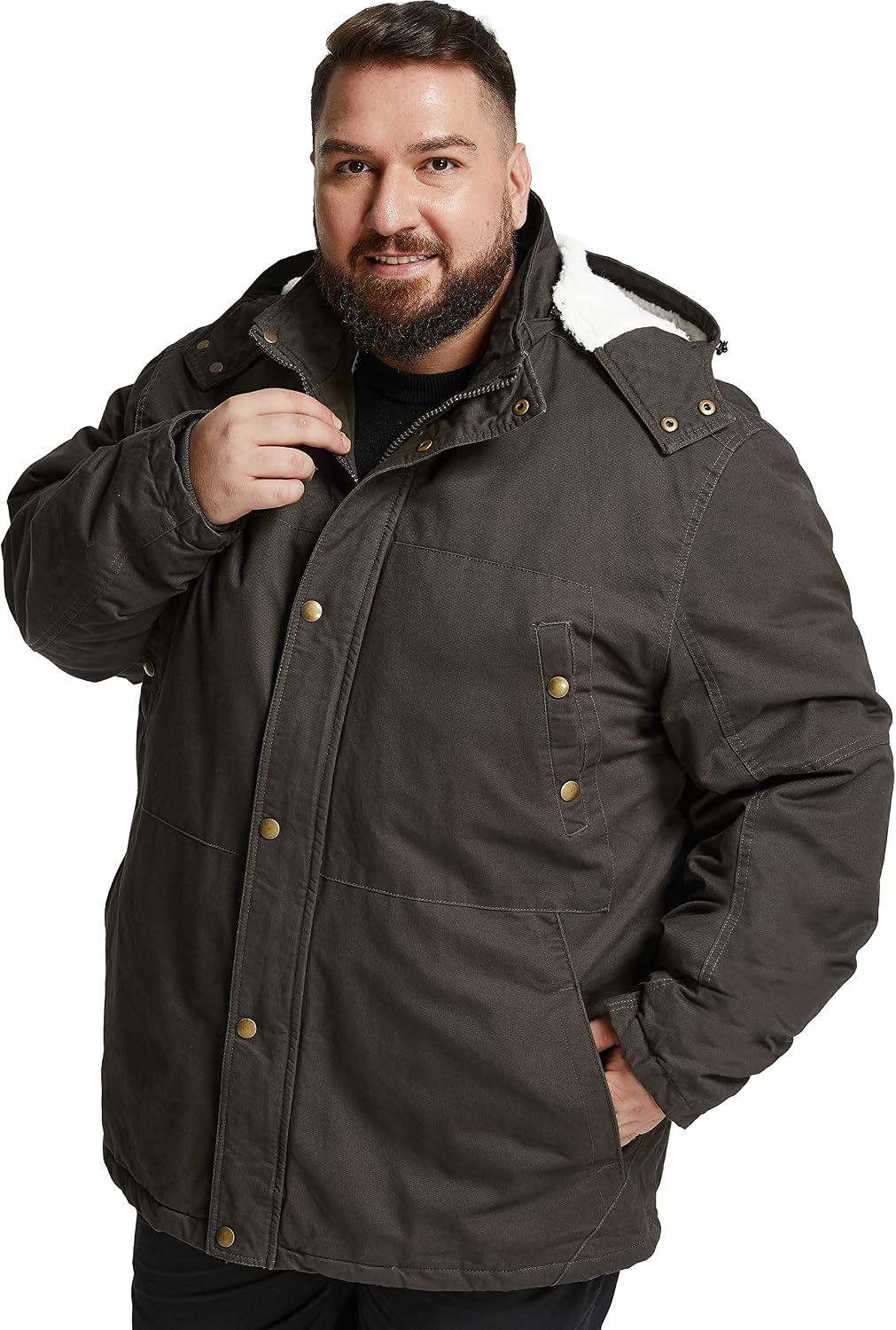 Soularge Men's Big and Tall Military Winter Warm Sherpa Lined Parka Jacket with Hood