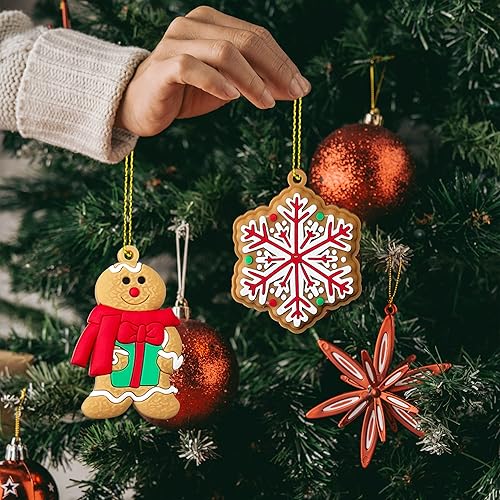 Miniatura 4 de 12 adornos de Navidad, muñeco de nieve, decoración de árbol de Navidad, figuras de plástico de Papá Noel, adornos con casa de galletas de azúcar