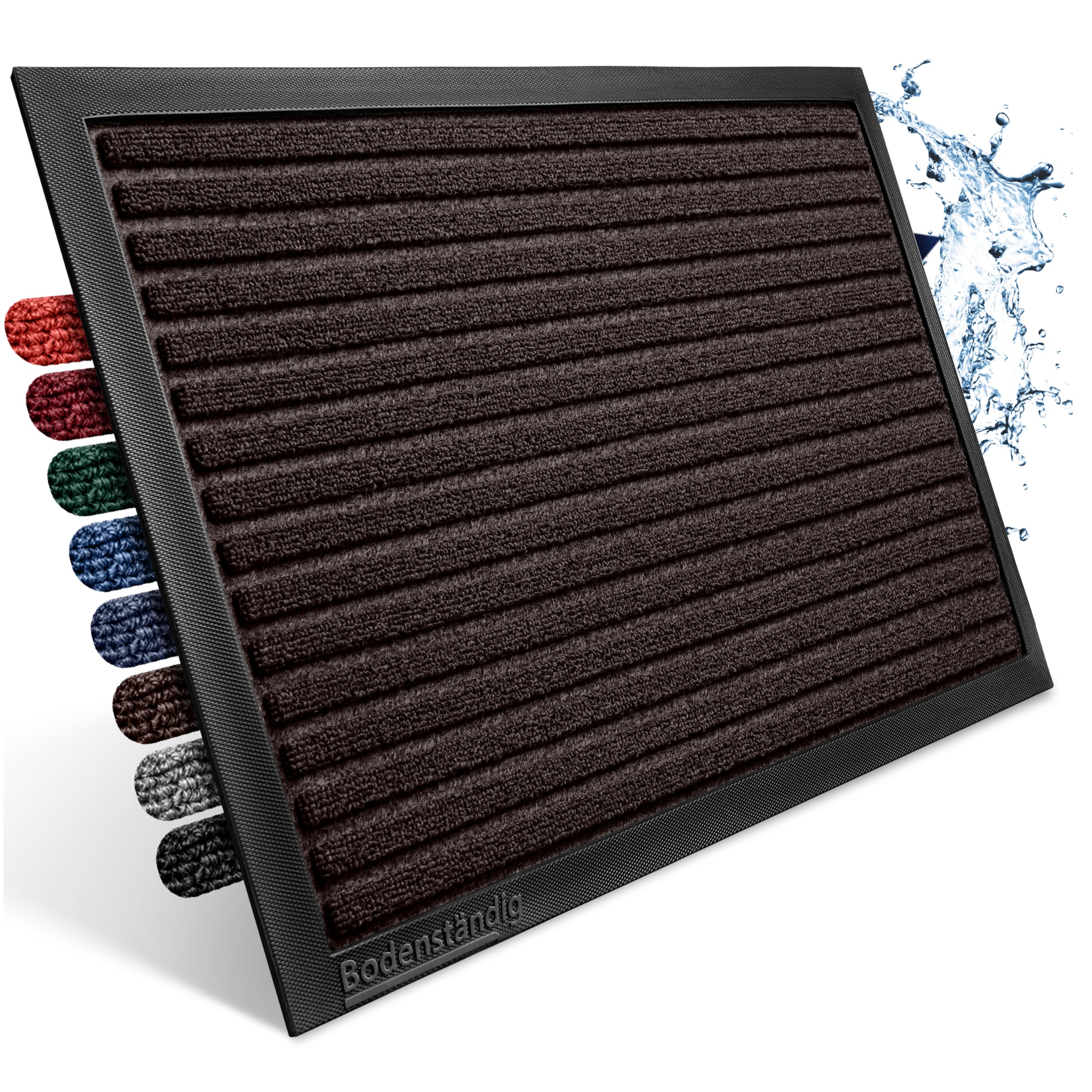 Bodenständig Fußmatte außen - extrem rutschfest & langlebig - Fußabtreter außenbereich braun 60x90cm - Türmatte in Perfekter Größe für die Haustür - Fussmatte aussen - Türvorleger gestreift