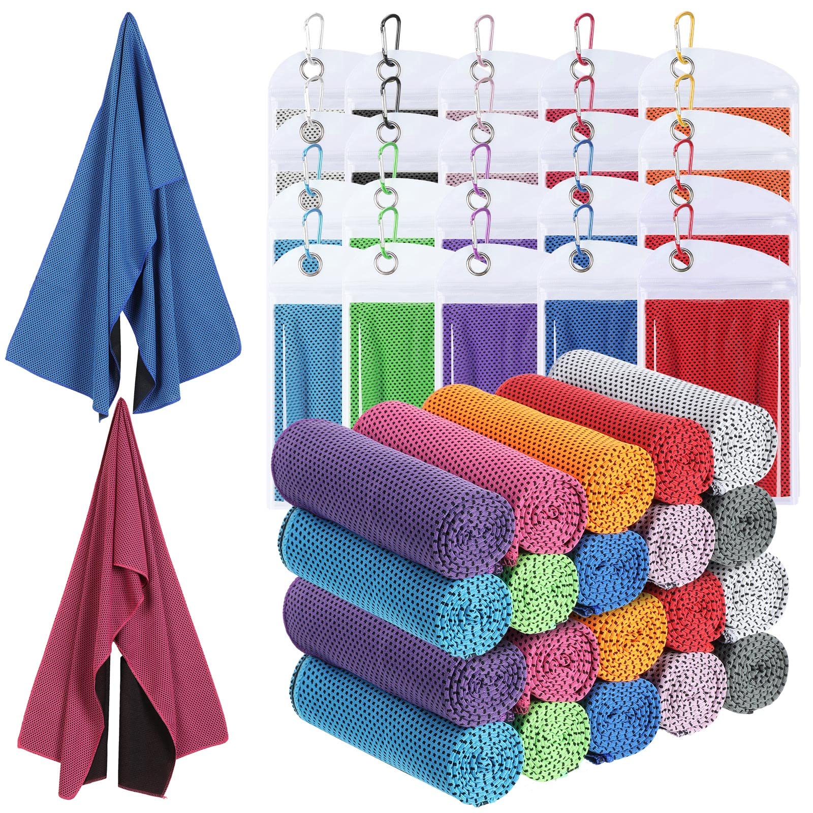 20 Pcs Cooling 47 x 12'' Soft Ice Towel Neck Face Microfiber Gym Cold Workout Towels for Sweat Breathable Chilly for Men Women Sport Yoga Golf Running Fitness Activities Hot Weather