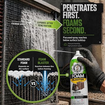 Leak Saver Foam Blaster AC Coil Cleaner Foam Spray | HVAC Coil Cleaner for AC Unit | Professional Deep-Penetrating Formula for Evaporator (No Rinse) & Condenser (Light Rinse)