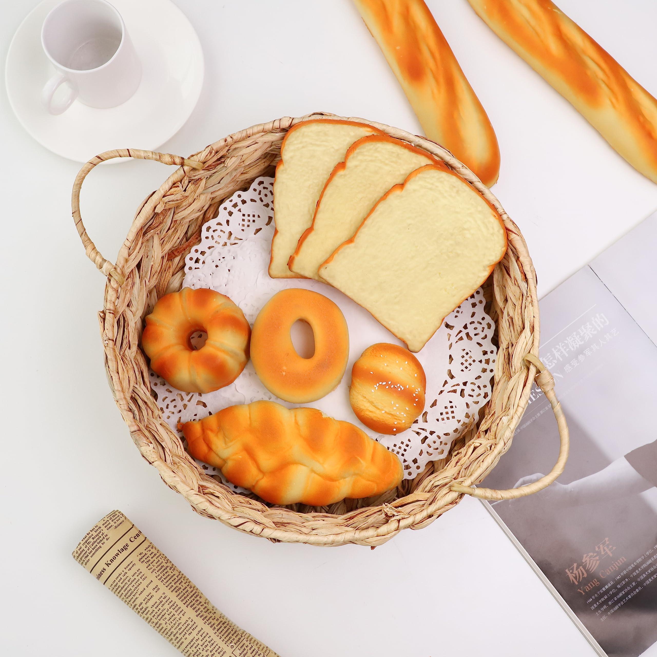 Bandeja Redonda De Ratán, Cesta Tejida A Mano Con Asas Recortadas, Cesta De Mimbre Para Servir Frutaspan 11 8 Pulgadas