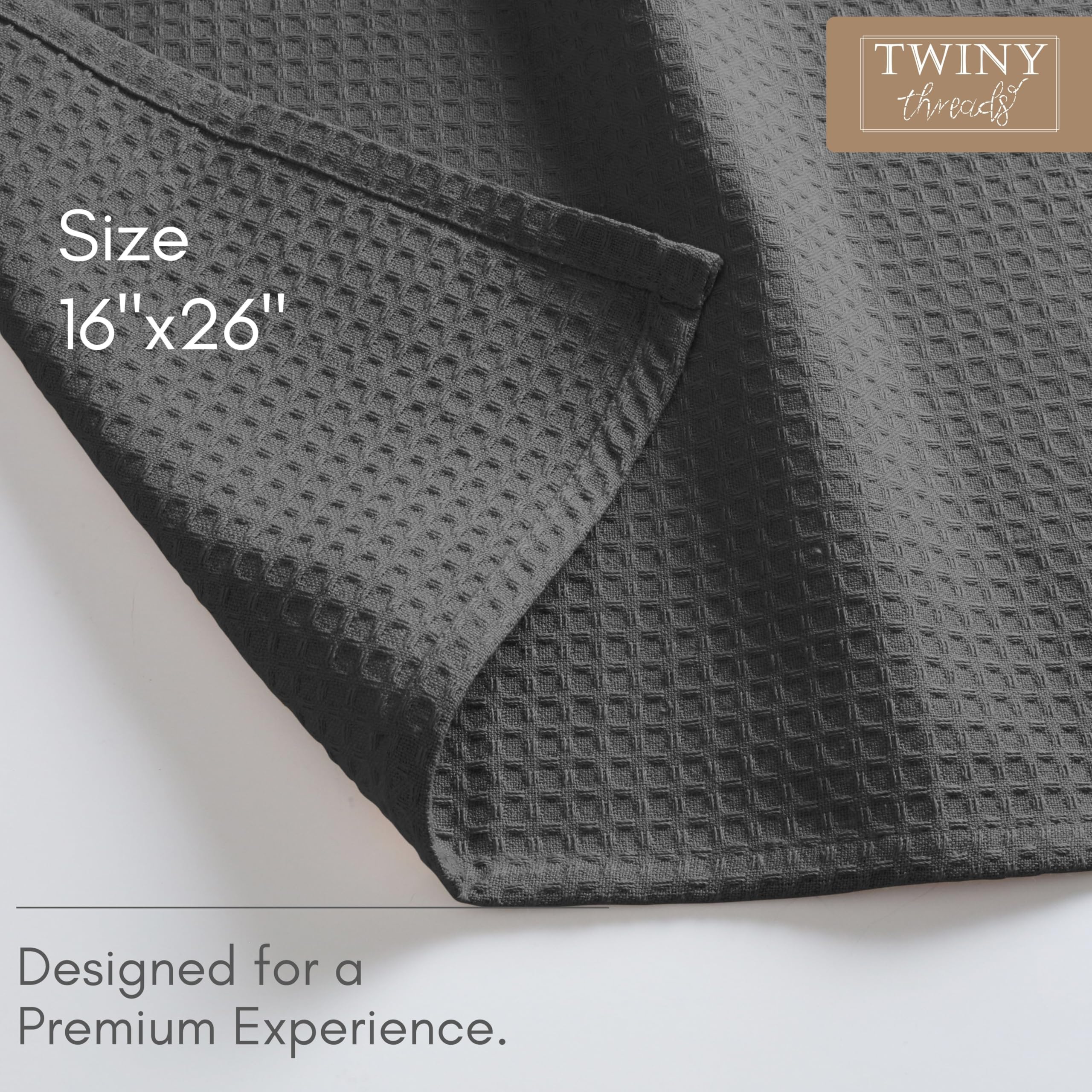 TWINY threads Asciugamani da cucina, 100% cotone morbido, tessuto a nido d'ape, strofinacci con passante per appenderla, asciugamani da bar riutilizzabili per la pulizia della tavola, cene, feste