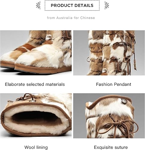 Miniatura 7 de AU&MU Aumu Womens Comfort Suede Fur Shearling Stylish Knee High Winter Snow Boots Women Sheepskin