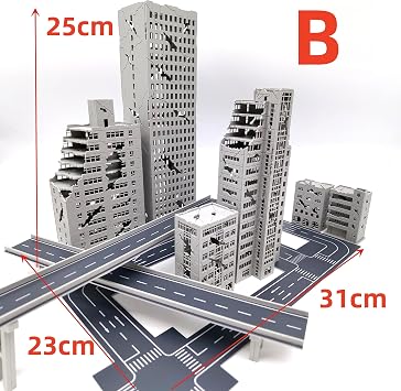 Mycity 1:300 Battle Damage Scene, Destroyed City Scene, Simulation Assembly Building Model (B)