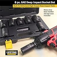 Vista 4 de Titan 44300 Juego de llaves de vaso de impacto profundo SAE de 8 piezas de 3/4