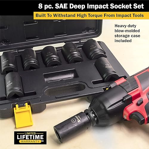 Miniatura 4 de Titan 44300 Juego de llaves de vaso de impacto profundo SAE de 8 piezas de 34"