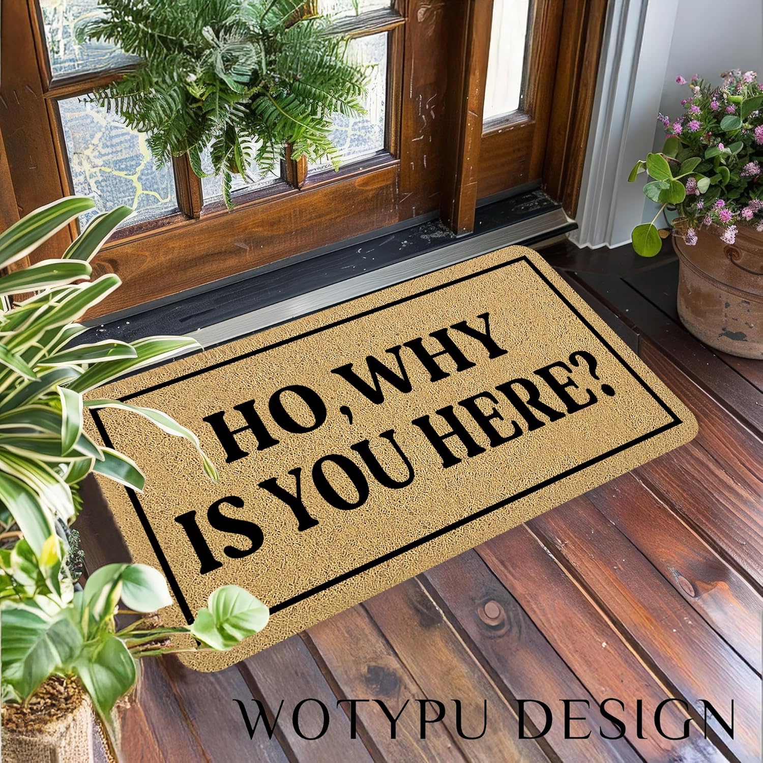 Funny Door Mat, Funny Welcome Mats for Front Door, Ho Why is You Here Doormat Outdoor Indoor Entrance Entryway, 17X30 Inches