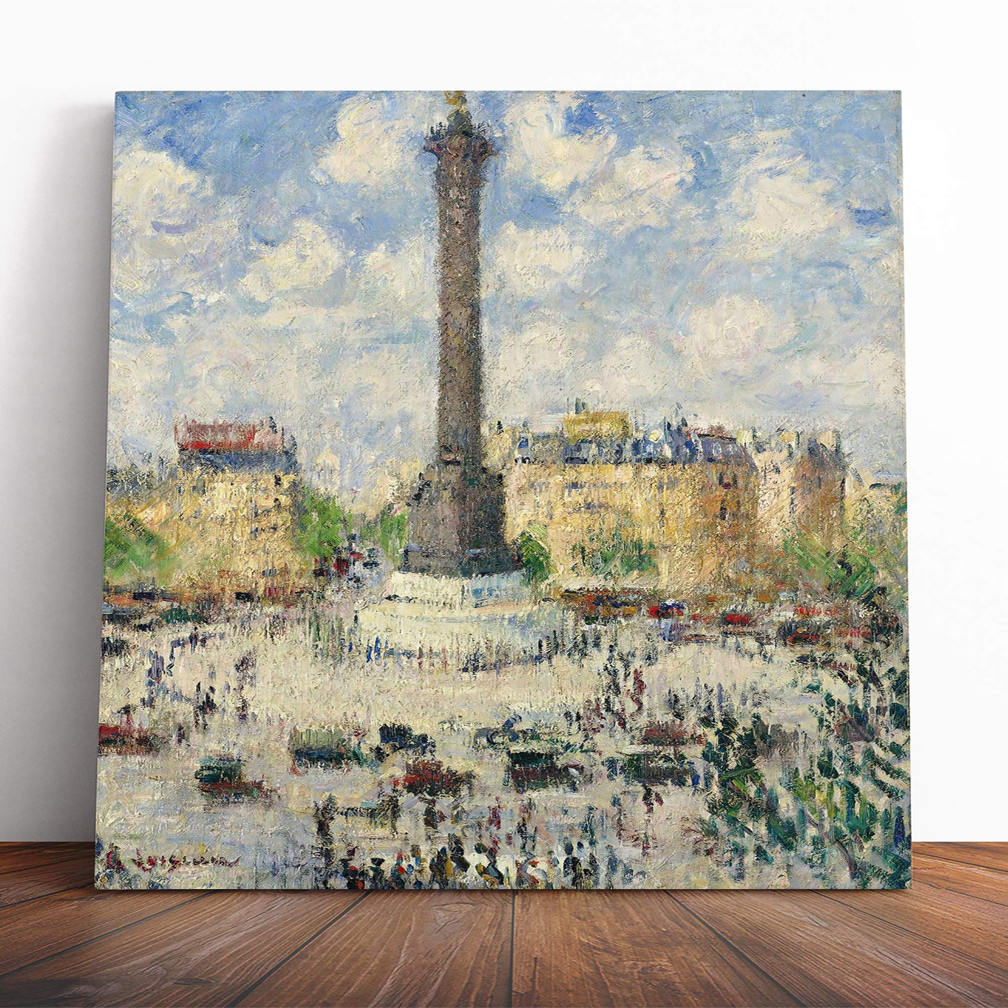 Gustave Loiseau The Place of The Bastille (2) Canvas Print | Gallery Wrapped 30mm Frame Wall Art | 20x20 inches | Ready to Hang | Contemporary Picture | Living Room Bedroom Lounge Office