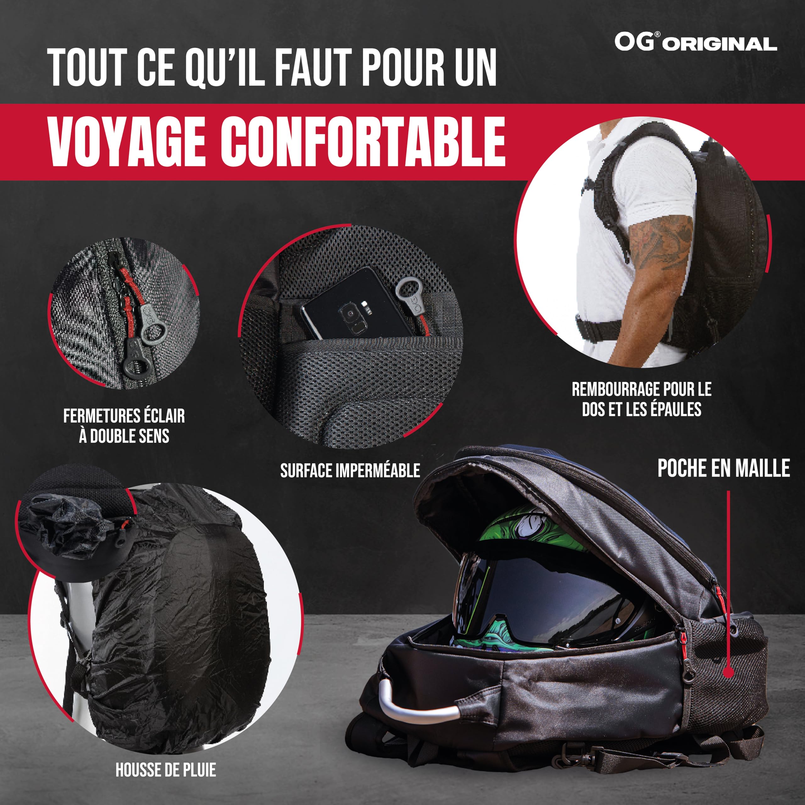 GetAway Sac a Dos Moto Étanche à Coque Rigide pour 2 Casques 35-45L