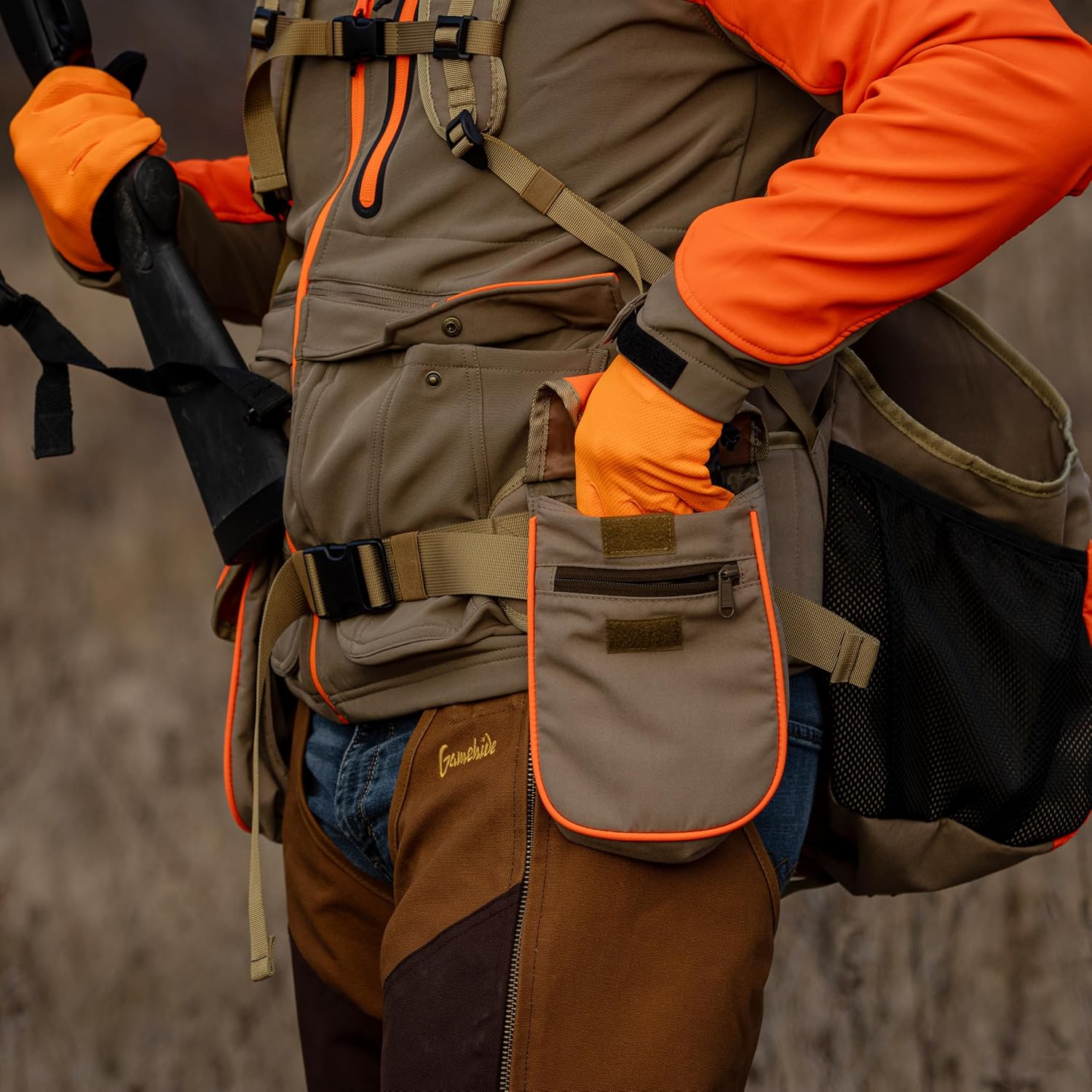 Gamehide Mens Upland Game Bird Hunting Strap Vest Fully Adjusble With Orange Tipping - Image 5