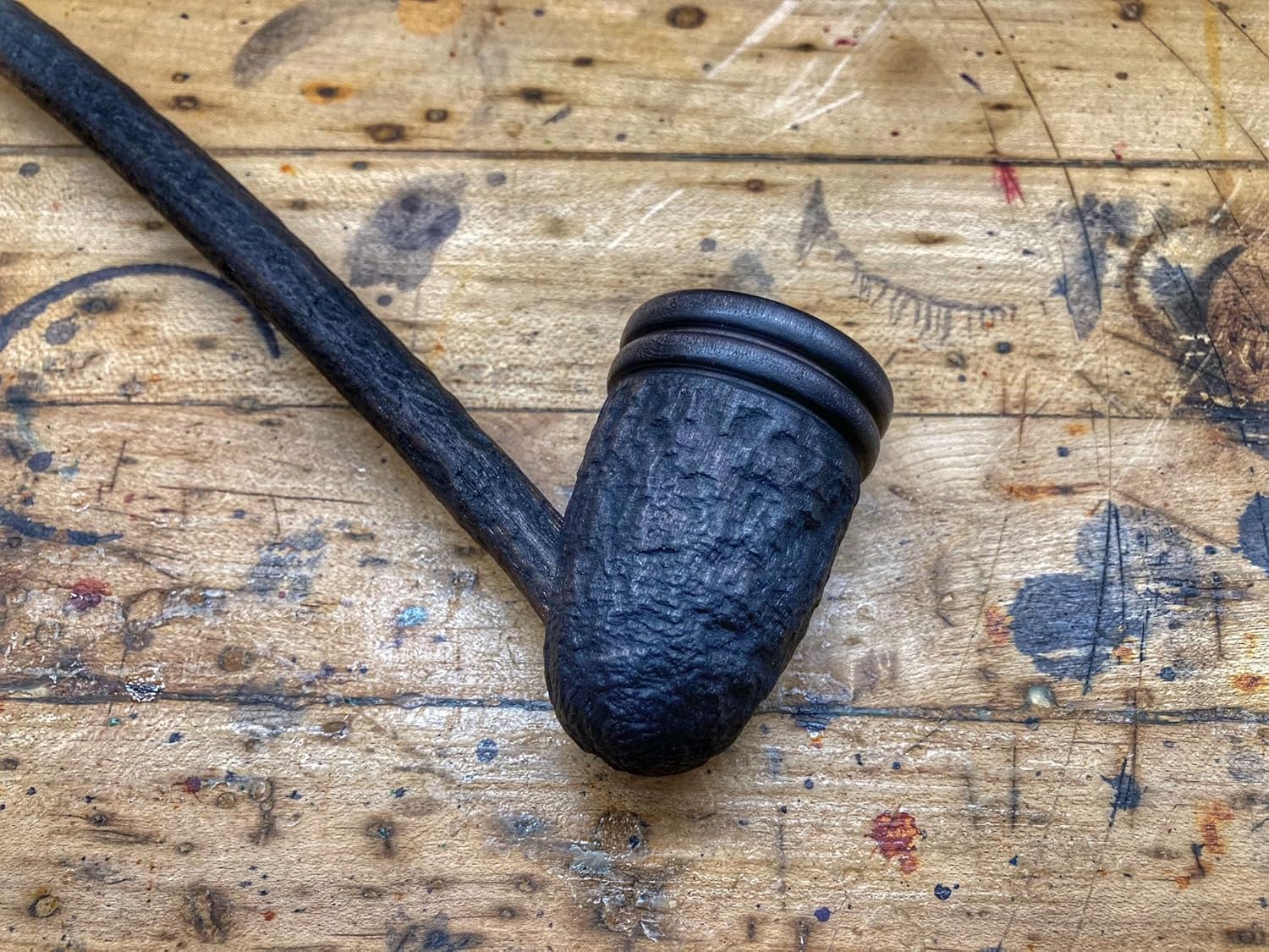 Long Stem Wizard Tobacco Pipe Wooden Smoking Pipe Churchwarden Black with Rings