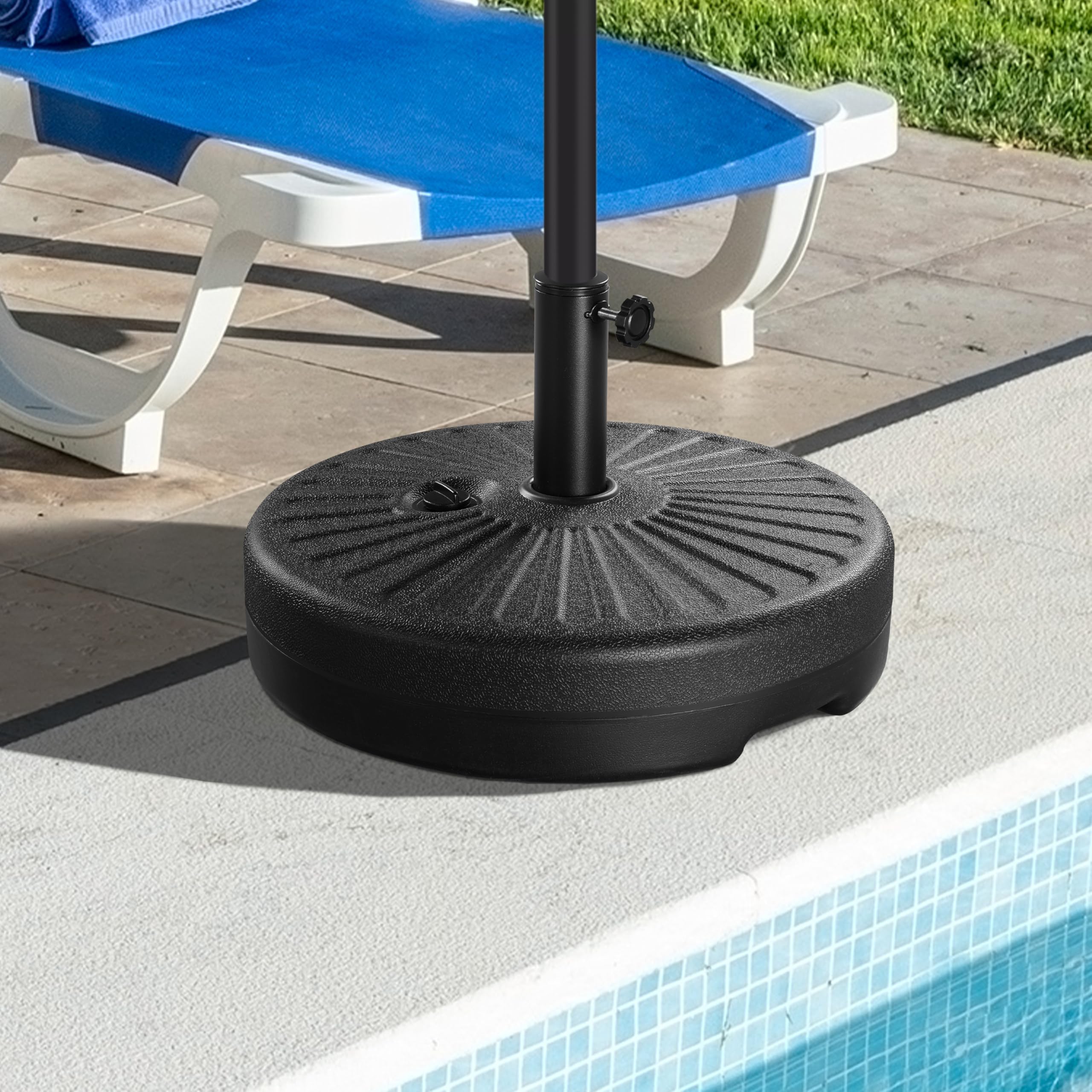 Yaheetech Base per Ombrellone da Giardino in HDPE e Ferro Riempibile con Sabbia o Acqua 22L Supporto per Pali da Ø38mm e Ø48mm Esterno Veranda Terrazza Spiaggia Piscina Patio Nero