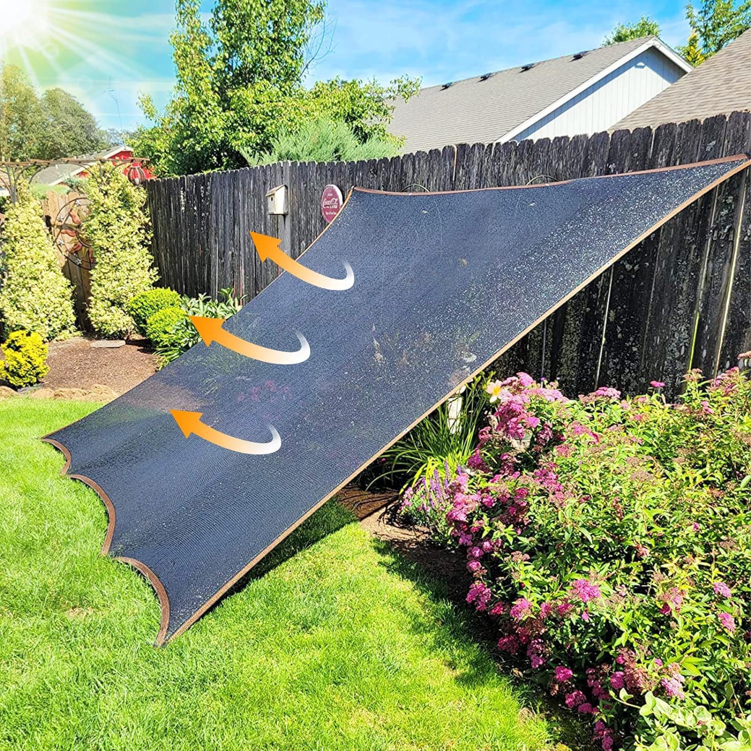 Siatka ogrodowa z przelotkami, do użytku na zewnątrz, do pergoli, patio, szklarni i kurników, 70% zaciemnienia UV, 2 x 6 m