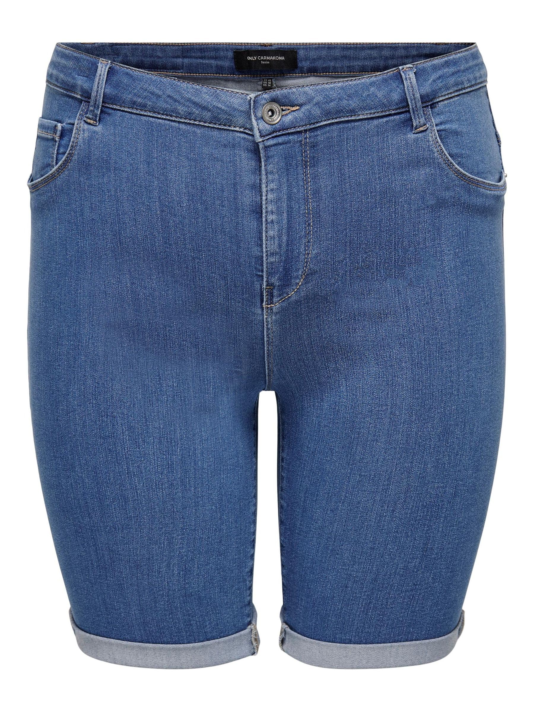 ONLY Carmakoma Women's Carthunder Life Reg Long Shorts DNM Noos, Medium Blue Denim, 18