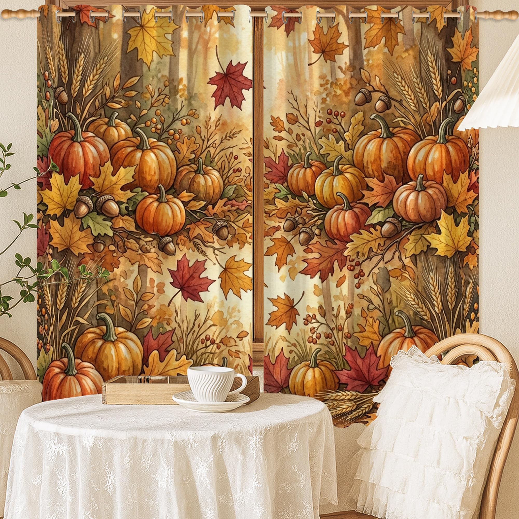 Rideaux occultants rustiques sans plis occultation totale orange automne