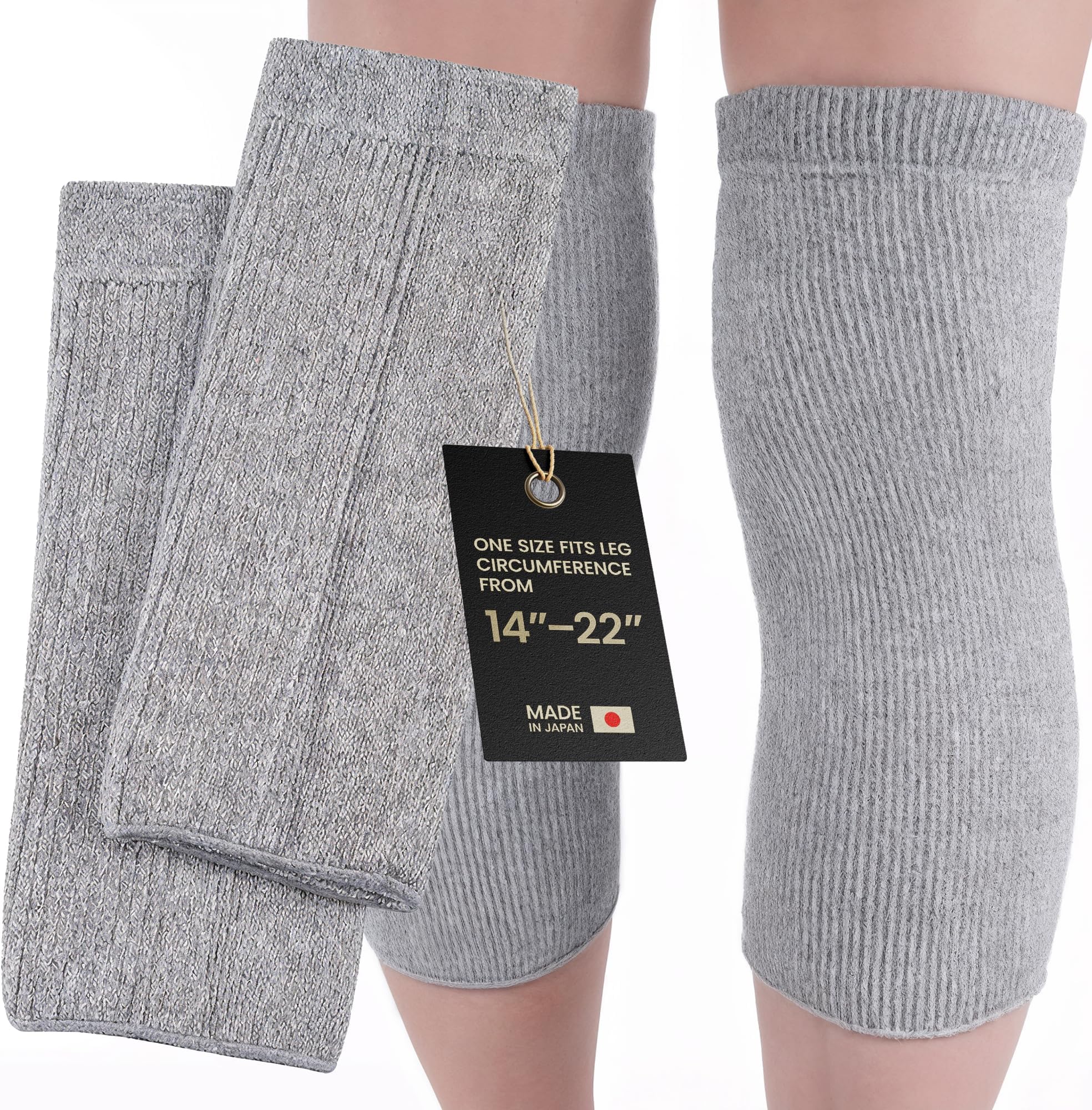 SENIOR ICARE Elastic Cotton Knee Warmers, Knee Sleeves for Men and Women - Circulation Support and Joint Pain Relief, Arthritis Aid, One Pair, Made in Japan