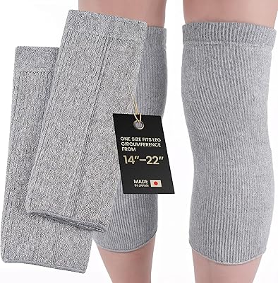 SENIOR ICARE Elastic Cotton Knee Warmers, Knee Sleeves for Men and Women - Circulation Support and Joint Pain Relief, Arthritis Aid, One Pair, Made in Japan