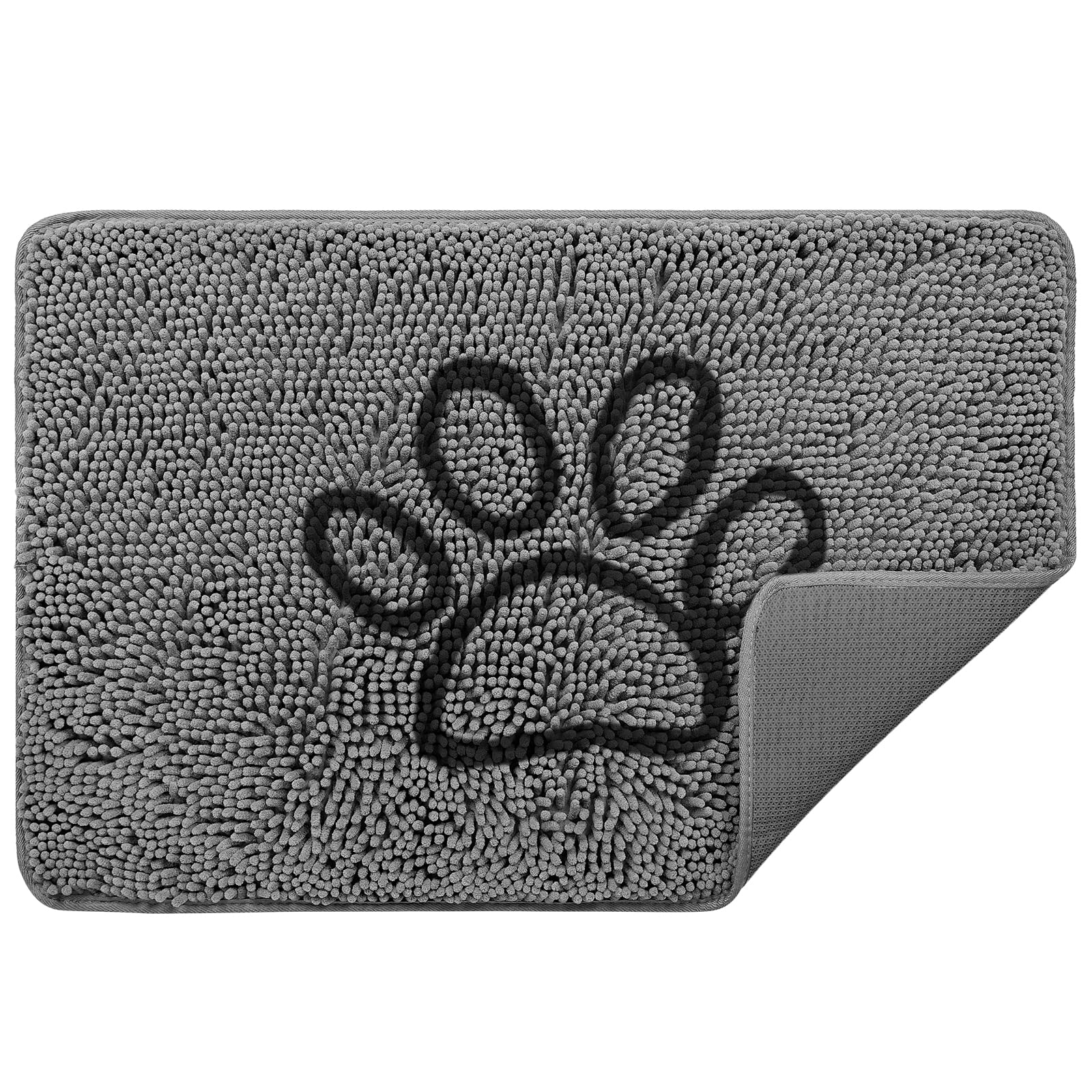 Photo 1 of Mierleas Chenille Indoor Door Mat, Suitable Dog Mat 31" × 20" Grey Black