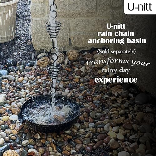 Miniatura 8 de U-nitt Cadena de lluvia colección de agua para canalones, atrapador de agua de lluvia y desviador, cadenas de 8.5 pies para jardín exterior, copas