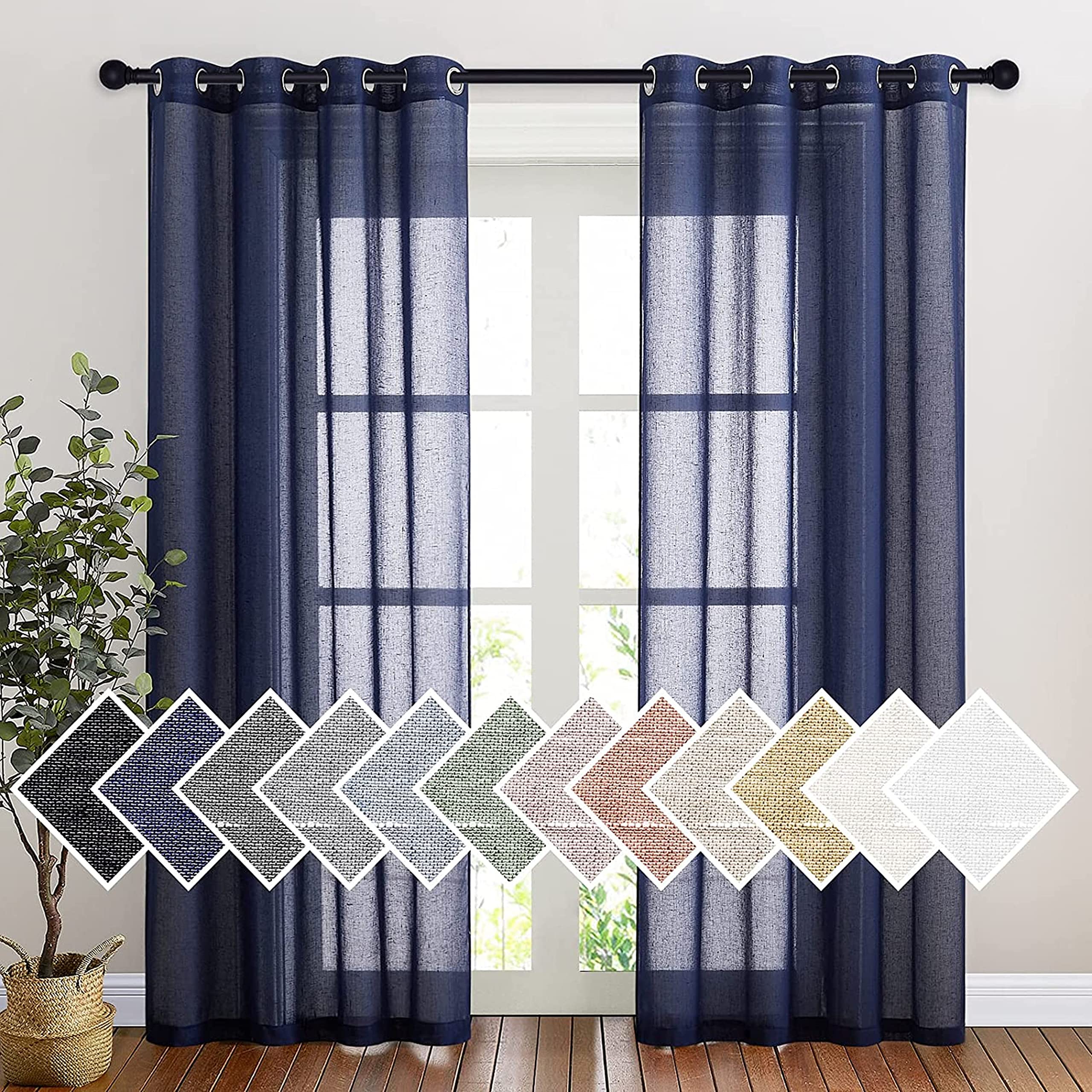Galaxy Home Decor Premium Cotton Linen Solid Sheer Curtain Transparent Net Curtains for Window 5 Feet, Pack of 2, Blue (B0BGC9V3X3) Amazon Price History, Amazon Price Tracker