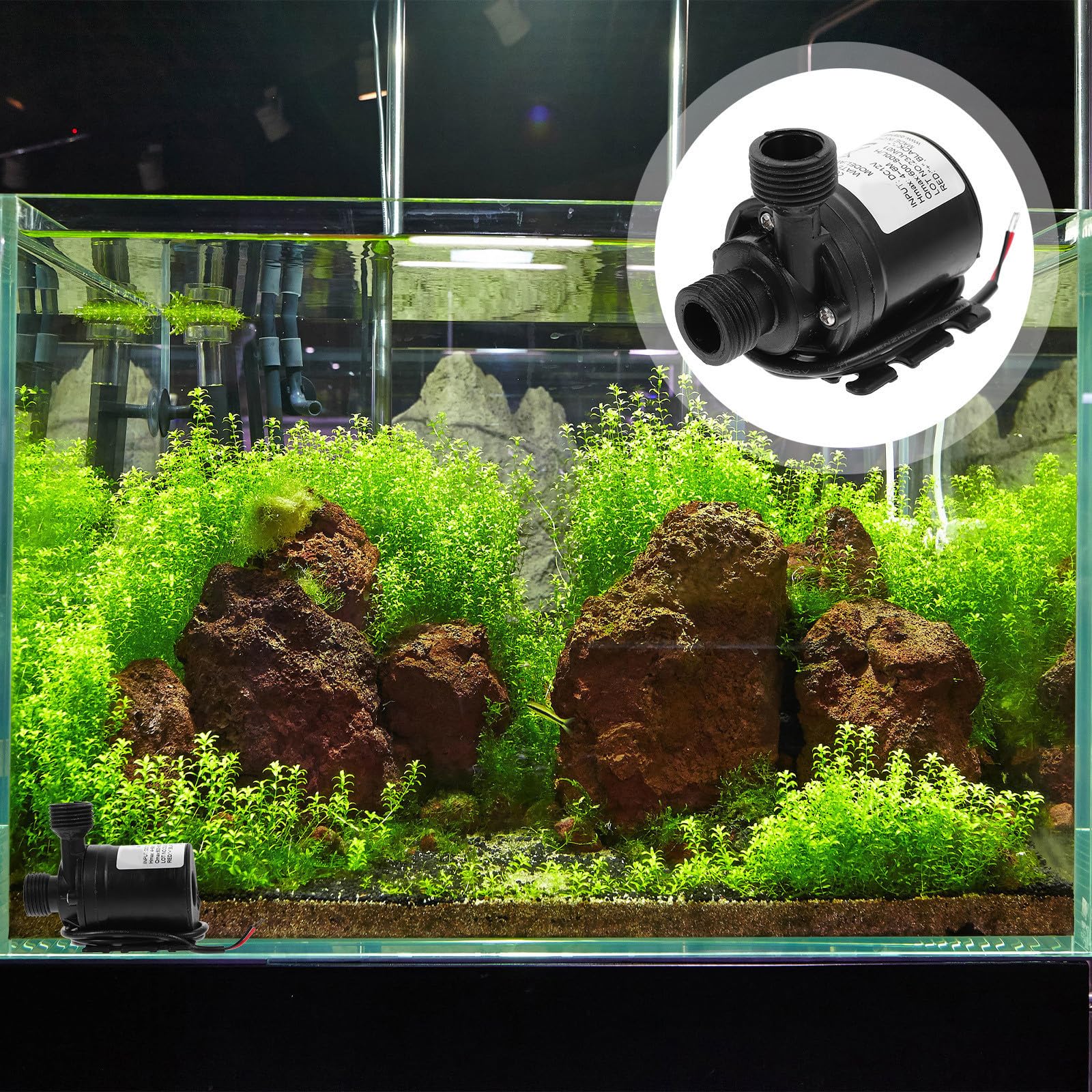 2 Piezas Bomba de Agua Sumergible Mini 800l/h Negro Plástico