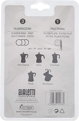 Miniatura 2 de Bialetti Juntas de repuesto y filtro para 1 taza Moka / Break / Dama / Mini Express Espresso Maker (tamaño 1 taza)