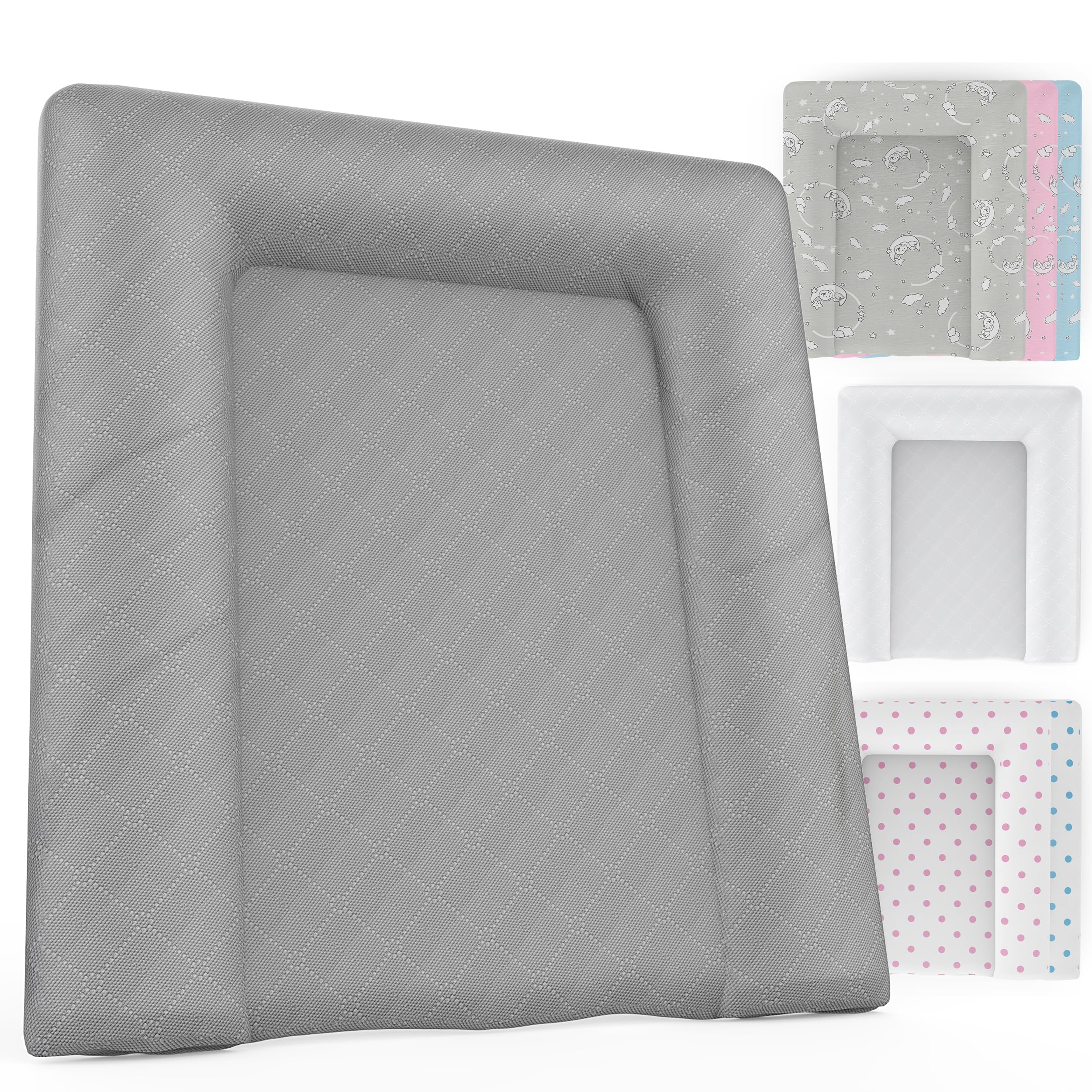 Baby'ness Wasserfest Wickelauflage - 75x85 cm - Hochwertig, Abwischbar, Leicht zu Reinigende - Erweitern Sie Ihren Wickelbereich mit Wickelunterlagen - Gesteppt Grau