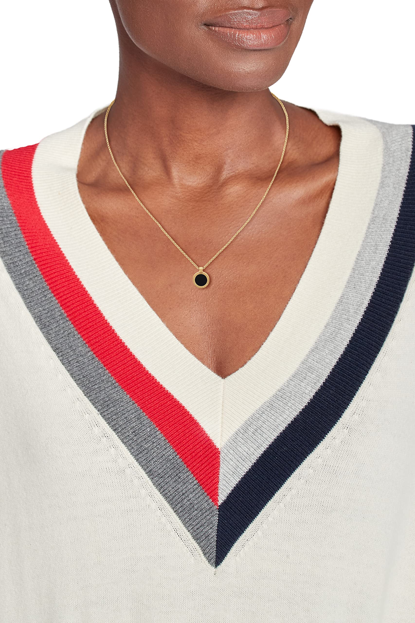 Tommy Hilfiger Jewelry Collana con Pendente da Donna in Oro Giallo con Onice Nera - 2780656