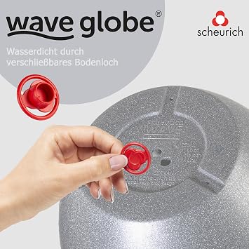 Scheurich Wave Globe 30 Pflanzgefäß/Blumentopf/Pflanzkübel rund Farbe: Stony Grey hergestellt mit recyceltem Kunststoff 10 Jahre Garantie für den Außenbereich