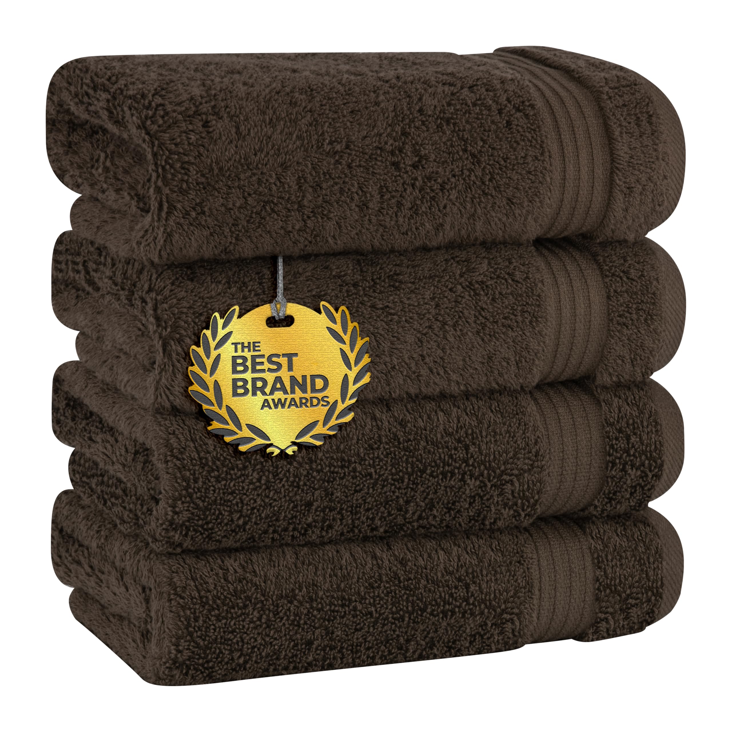 Cotton Paradise Ręczniki do rąk, do łazienki, 100% turecka bawełna, 4-częściowy zestaw ręczników do rąk, miękkie, chłonne ręczniki do mycia twarzy, rąk, brązowe